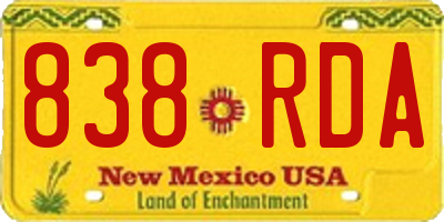 NM license plate 838RDA