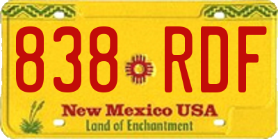 NM license plate 838RDF