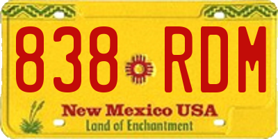 NM license plate 838RDM