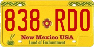 NM license plate 838RDO