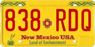 NM license plate 838RDQ