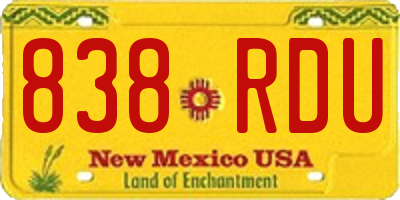NM license plate 838RDU