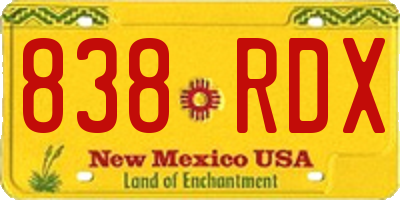 NM license plate 838RDX