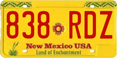 NM license plate 838RDZ