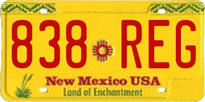 NM license plate 838REG