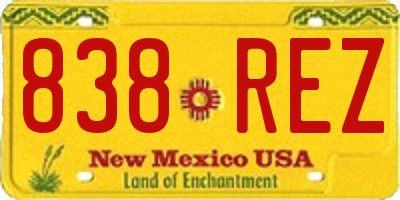NM license plate 838REZ