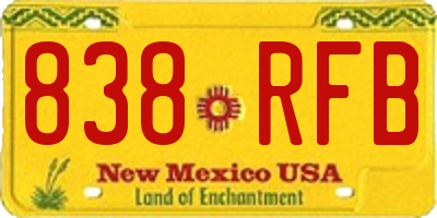 NM license plate 838RFB