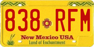 NM license plate 838RFM