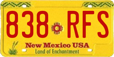 NM license plate 838RFS