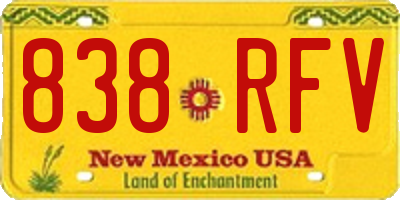 NM license plate 838RFV