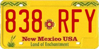 NM license plate 838RFY