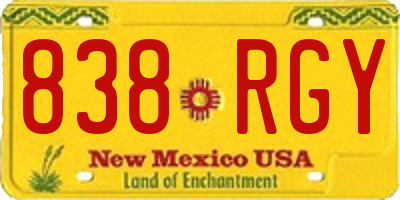 NM license plate 838RGY