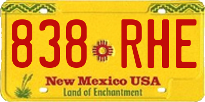 NM license plate 838RHE