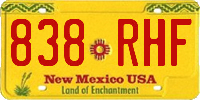 NM license plate 838RHF