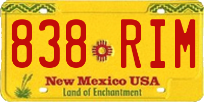 NM license plate 838RIM