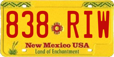 NM license plate 838RIW