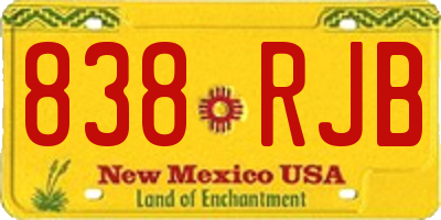 NM license plate 838RJB