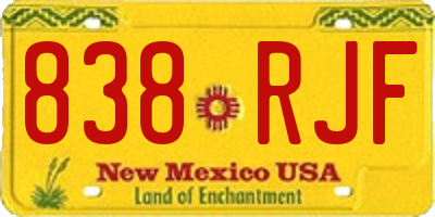 NM license plate 838RJF