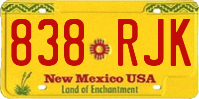 NM license plate 838RJK