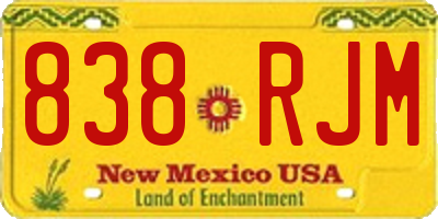 NM license plate 838RJM