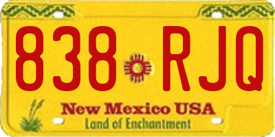 NM license plate 838RJQ