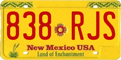 NM license plate 838RJS