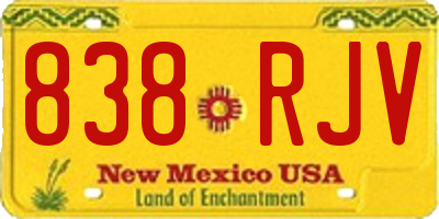 NM license plate 838RJV
