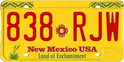 NM license plate 838RJW