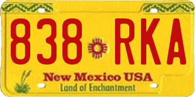 NM license plate 838RKA