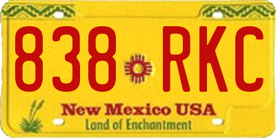 NM license plate 838RKC