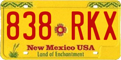 NM license plate 838RKX