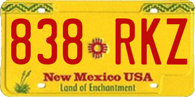 NM license plate 838RKZ