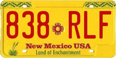 NM license plate 838RLF