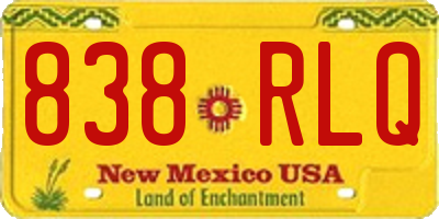 NM license plate 838RLQ