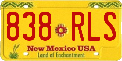 NM license plate 838RLS