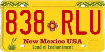 NM license plate 838RLU
