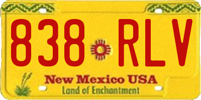 NM license plate 838RLV