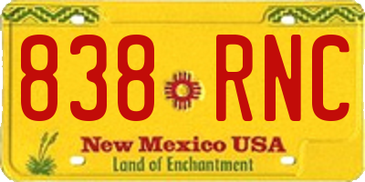 NM license plate 838RNC