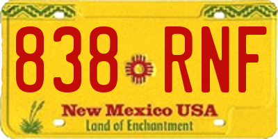 NM license plate 838RNF