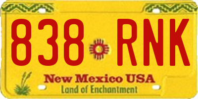 NM license plate 838RNK