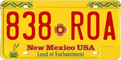 NM license plate 838ROA