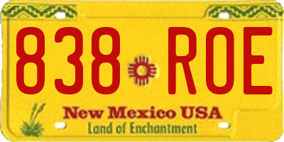 NM license plate 838ROE