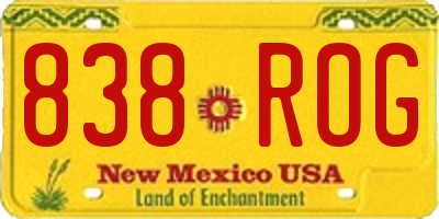 NM license plate 838ROG