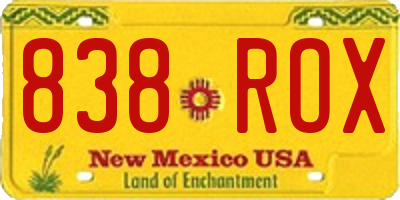 NM license plate 838ROX
