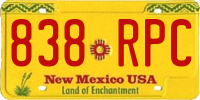 NM license plate 838RPC