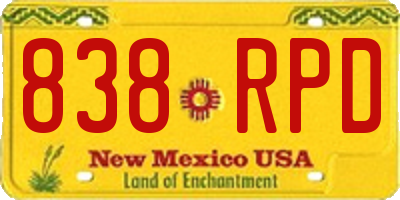 NM license plate 838RPD