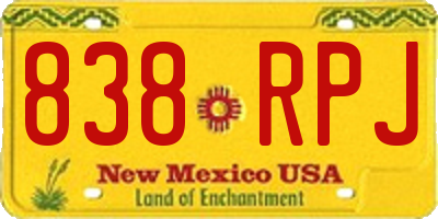 NM license plate 838RPJ