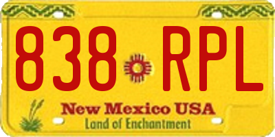 NM license plate 838RPL