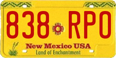 NM license plate 838RPO