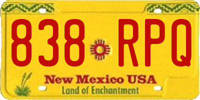 NM license plate 838RPQ